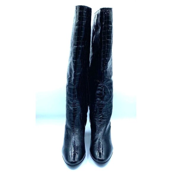 Urban Outfitters Isabel Tall Boot Croco Faux Leather Black US 9 Part Zip Up NWOB - Picture 9 of 13